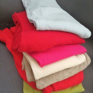 Lot of 7 100% Cashmere Sweaters Cutter Fabric Damaged Upcycle For Craft Mixed